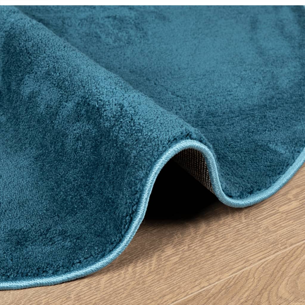 OVIEDO Short Pile Rug In Turquoise Ø 120 Cm