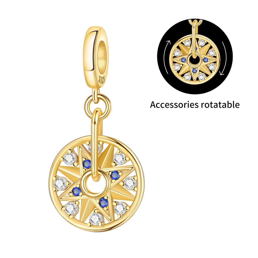 PANPOKI 925 Silver Star Pendant Bracelet Charms DIY Trendy Jewelry Gifts for Party Beads Dreamy Universe