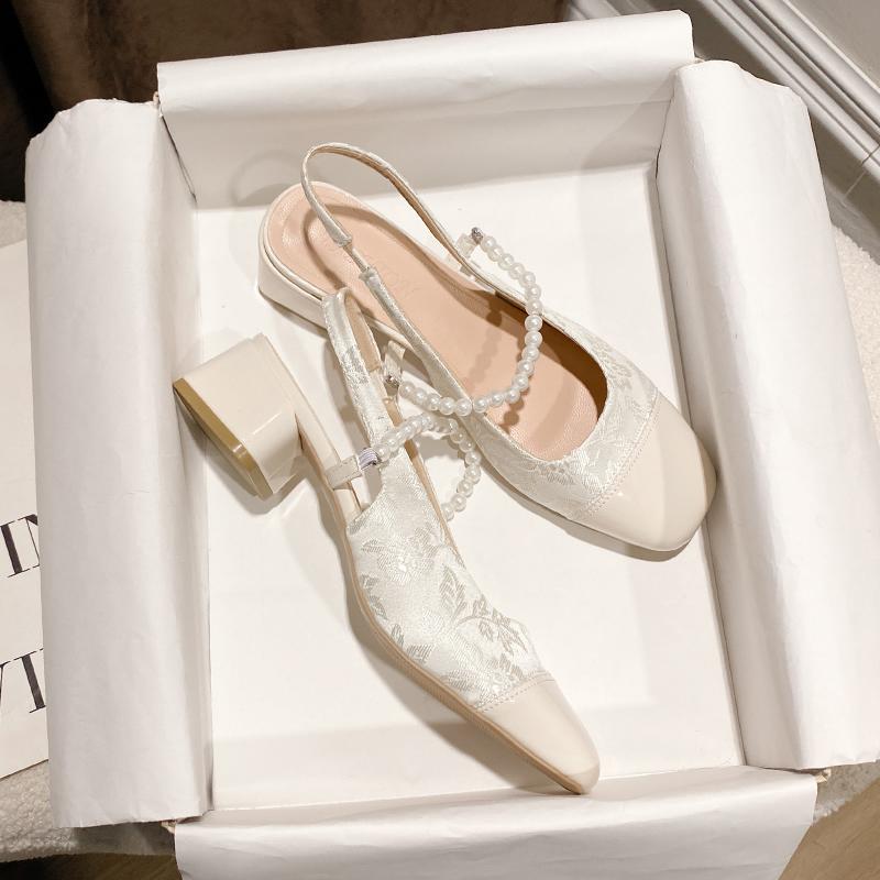 

Весна Лето 2025 Новые Женские Сандалии Элегантные Туфли Vestido Прочные Высокие Каблуки Женские Толстая Подошва Стиль Мэри Джейн Для Повседневной Носки 40 бежевый