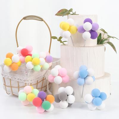 Décoration de gâteau Boule de mélange de couleurs Joyeux Anniversaire Décoration de gâteau DIY Ornement de drapeau pour cupcake Boule de Noël de mariage Cadeaux Décor