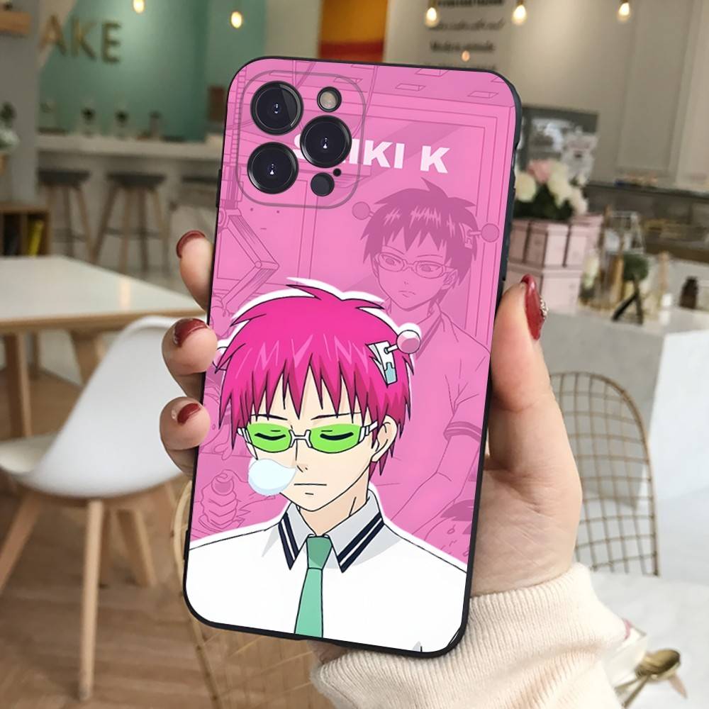 

Cute Kitty Boy Saiki Kusuo Phone Case For IPhone 16 Pro Max 15 17 Plus 14 13 12 Mini 11 Black Cover iPhone 14