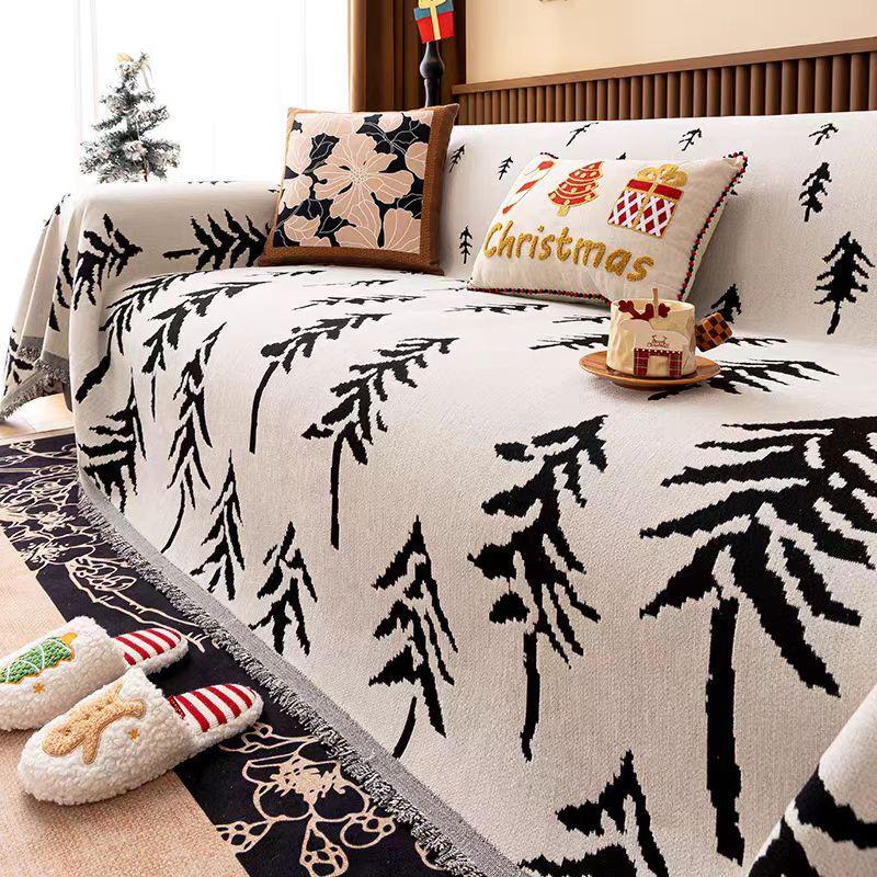 1PC Sofa Towel Sofa Cover Cloth Cover Modern Simple Light Luxury Silver Thread Non-slip Four-season Universal Christmas Blanket 180X130CM