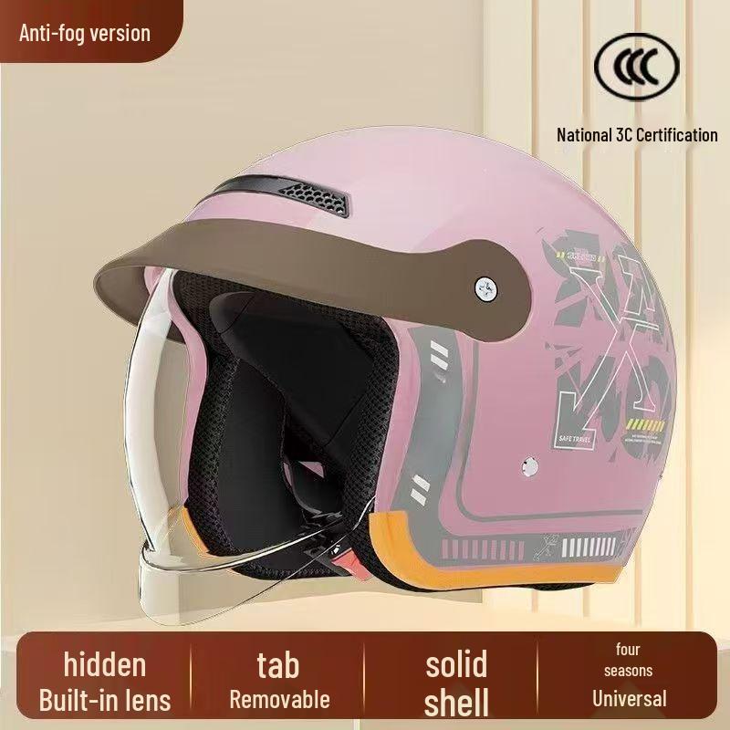 

Certified Unisex Winter Electric Vehicle Helmet: Warm, Windproof, Half Helmet for Safety One Size 【52-60】 High-definition Anti-fog