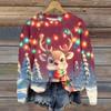 Ladies' Christmas Printed Long Sleeved Round Neck Hoodie Loose Top