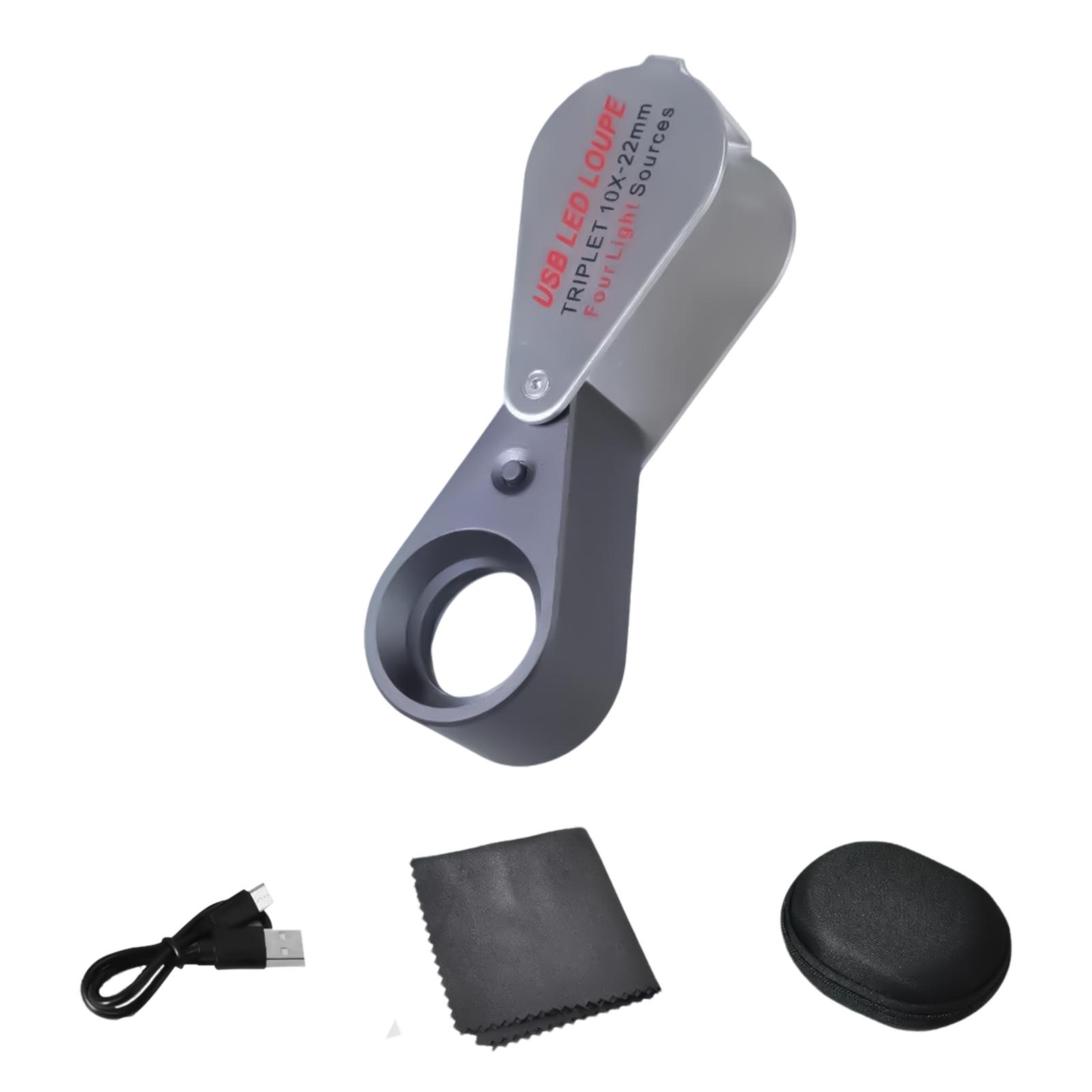 

Handheld Magnifying Glass 10X/20X/30X Magnifying Lens with LED Light Eye Loupe for Inspection Jewelry Stamp Magnifier 10X