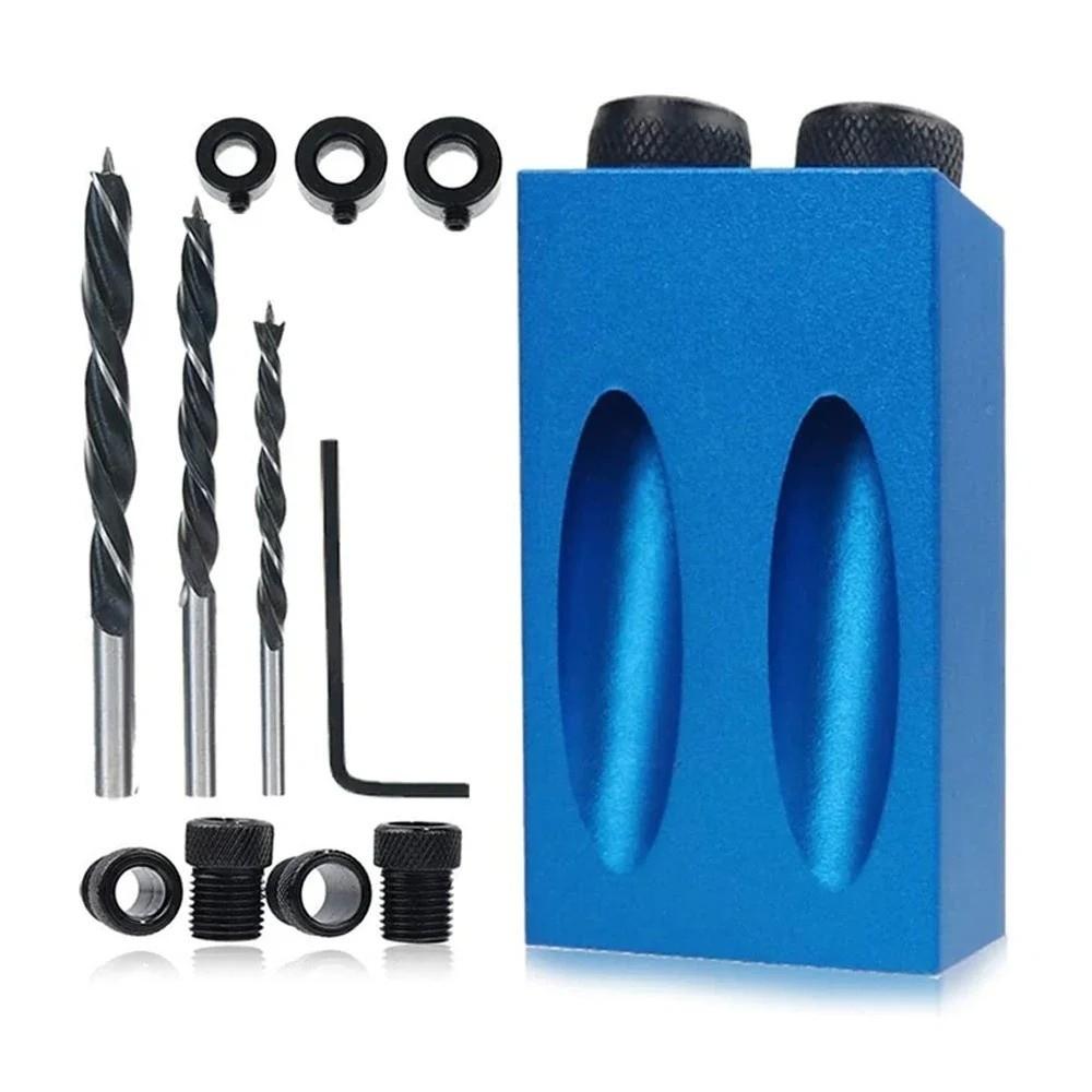 7/14/15Pcs Metal Pocket Hole Jig Kit 15 Degree Angle Drill Guide Set  Woodworking Tools