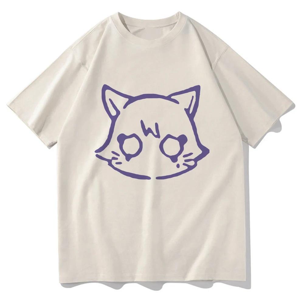 Genshin Impact Скарамуш Кот Футболка Милая Аниме Мода Мужская_Женская Эстетичная Странник Футболка Унисекс Короткие Рукава Большой Размер S