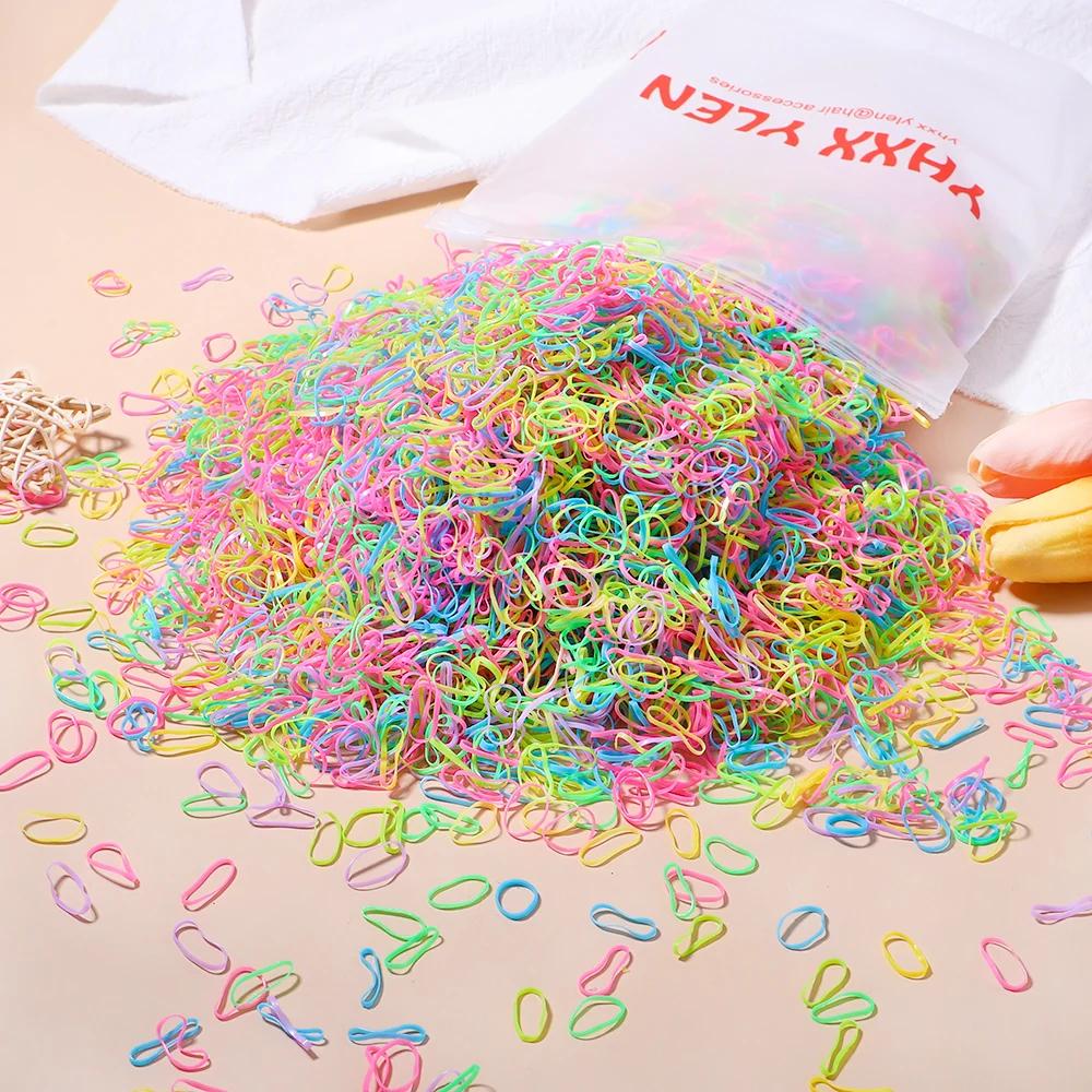 1000/2000Pcs Thicken Colorful Elastic Hair Bands for Kids Girls Scrunchie Rubber Band Ponytail Holder Hair Accessories Hair Ties