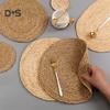 SW Corn Water Grass Handmade Weave Round Coaster Pad Mat Heat Insulation Placemat