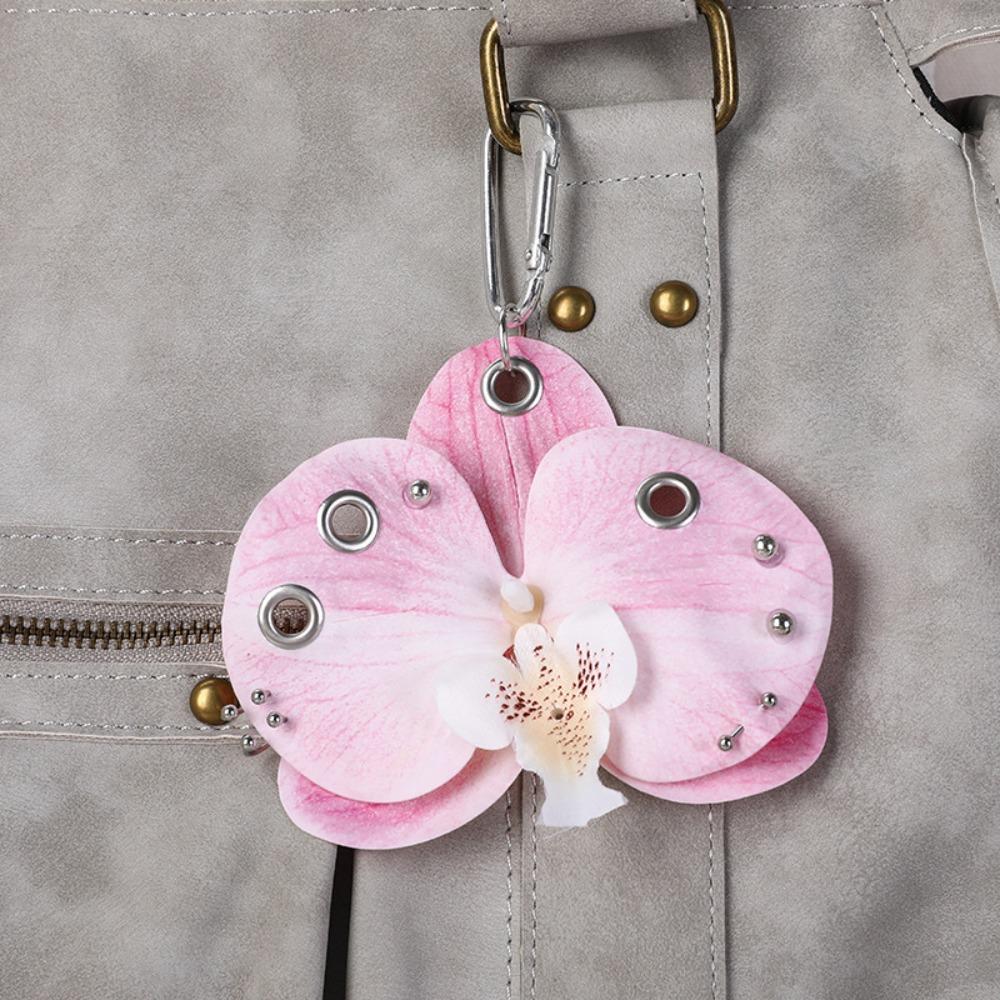 Keyring Phalaenopsis Orchid Keychain Keychains Bag Pendant Imitation Flower Pendant  Couple Kids