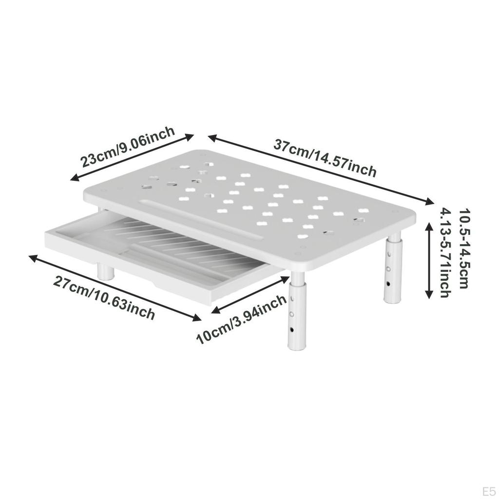 Ständer für Schreibtisch, Leichter Erhöher mit Aufbewahrungsschublade, 3-stufig höhenverstellbar, Büro, Zuhause