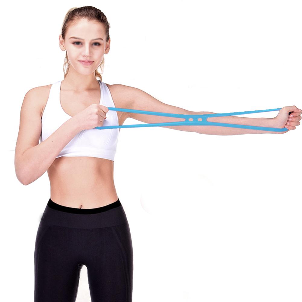 Yoga Pull Rope Silicone Resistance Band Gym Muscle Fitness Chest Expander Set (Blue)