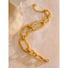 Yhpup High Quality Stainless Steel Oval Chain Bracelet Bangle 18K Gold Color Plated Rust Proof Metal Attractive Jewelry Gift