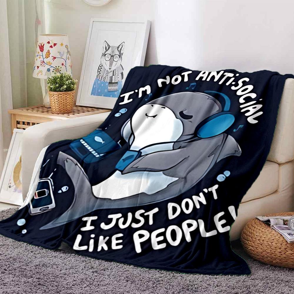 1pc Shark Social Throw Blanket Soft Flannel, Cozy All Season Polyester Perfect for Home, Office 75X95CM