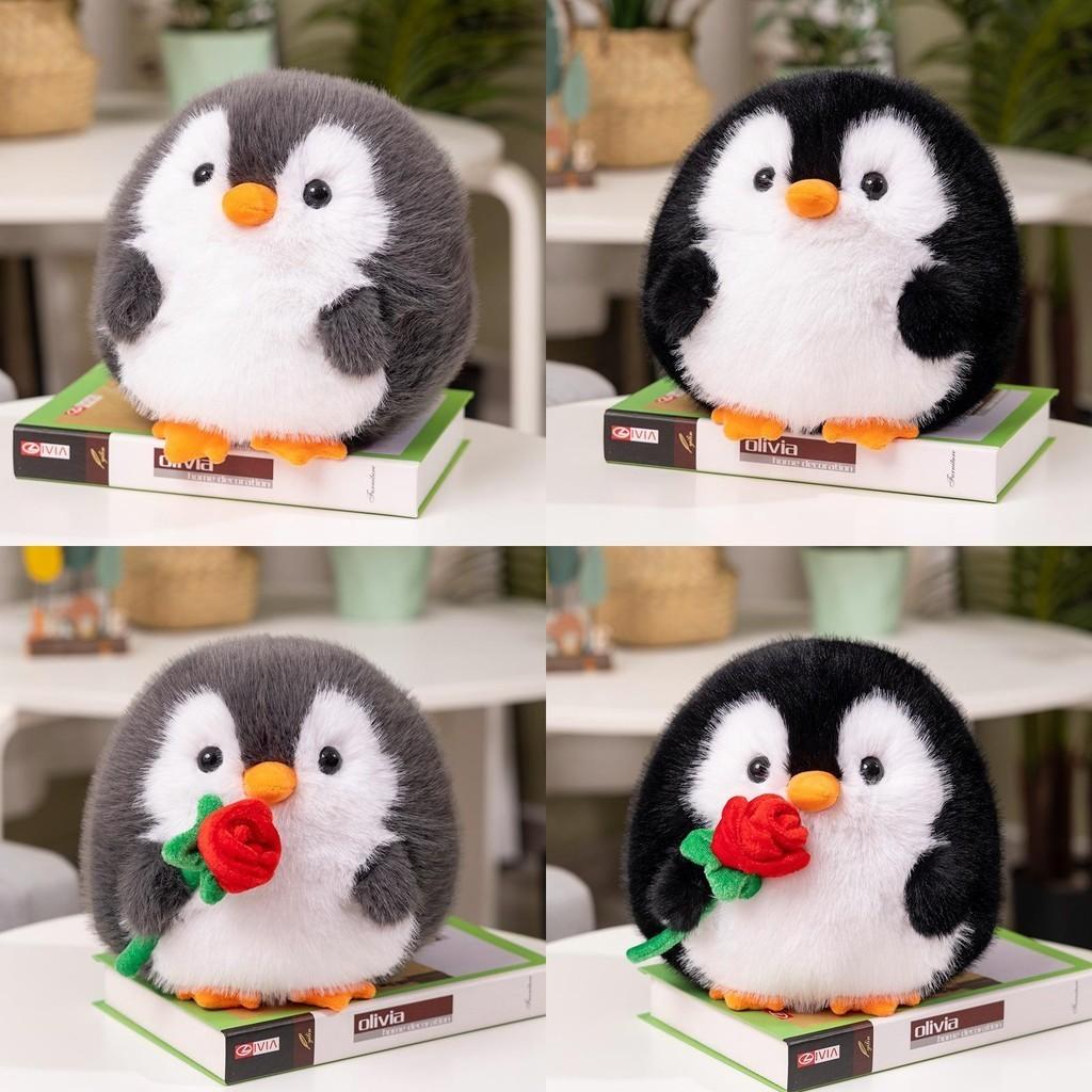 Adorable Plush Penguin Toy With Rose Soft 20cm Stuffed Animal Gift For Kids