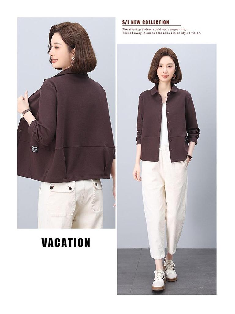 Damen Übergroße Schlankmachende Freizeitjacke – Frühling 2025 Lockerer Schnitt, Langarm-Cardigan für Mutter-Outfit