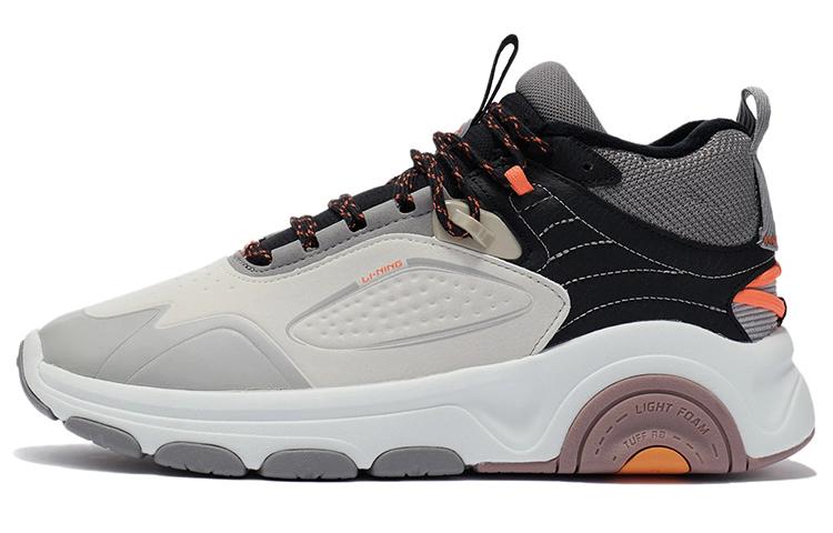Li Ning Теплые Модные Кожаные Амортизирующие Скользкие Износостойкие Термовозвратные Средневысокие Беговые Кроссовки AGLR239-1 43
