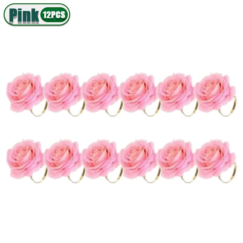 6-24PCS Rose Flower Napkin Rings Romantic Table Holders Elegant Wedding Party Valentines Day Anniversary Proposal Decor Supplies