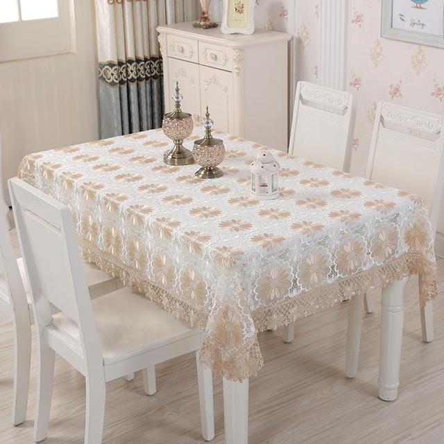 Simple Household Home Wedding Hotel Decor Lace Table Cloth Anti -Scald Dust -Free Table Cloth Dinning Tea Coffee Table Towel Cover