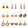 Women's Fall Earrings, Pumpkin Sunflower Earrings, Thanksgiving Gift