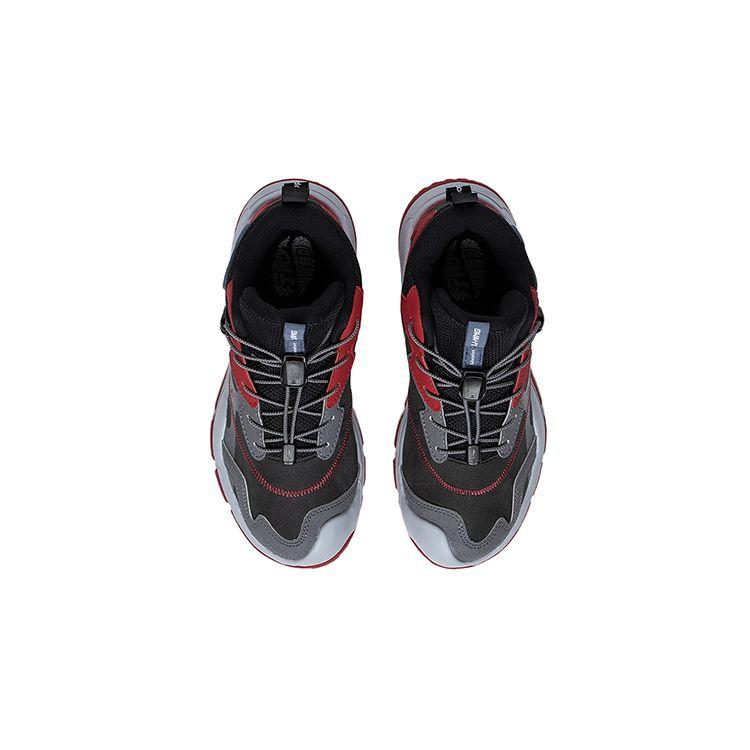 Li Ning Shock Absorption Rebound Mid-Top Outdoor Functional Shoes Kids Shoes Black Gray YKES010-3