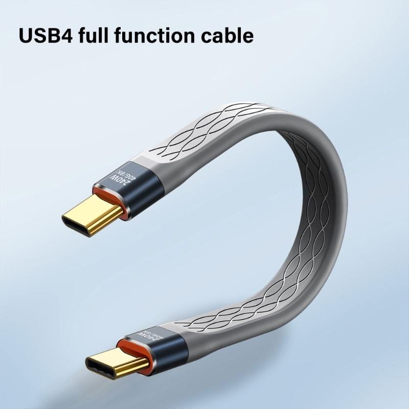 USB4 USB C Cable Short 5Inch Flat 40Gbps Data Transfer 240W Fast Charging Supports 8K Video for Phone Pad Devices