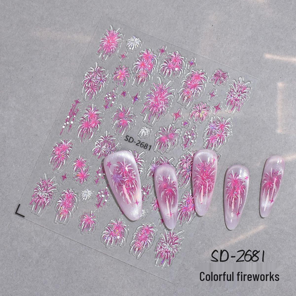 2026 New Year Shiny Silver Glitter Firework Stickers - High Quality, Colorful, Festive Decoration
