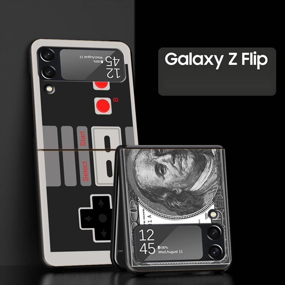 Vintage Tape Camera Gameboy Luxury Gift Phone Case For Samsung Galaxy Z Flip 4 Fold Hard PC Shell For Samsung Z Flip 3 5G Cover