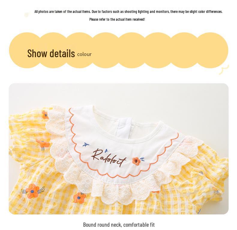 Newborn Girls' Plaid Romper - Summer Infant Bodysuit and Harem Jumpsuit