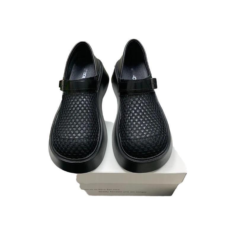 Thick-soled Two-wear Hollow Mesh Shoes Women's Single Shoes 2025 Autumn New One-pedal Lazy Muller Shoes Loafers