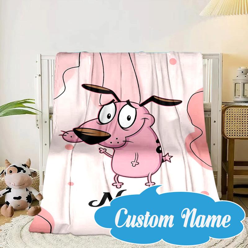 Custom Name Pink Dog Dreamscape Blanket bed sofa Blanket Flannel Blanket for Camping, Hiking, Picnic Essentials,gift for Fan family
