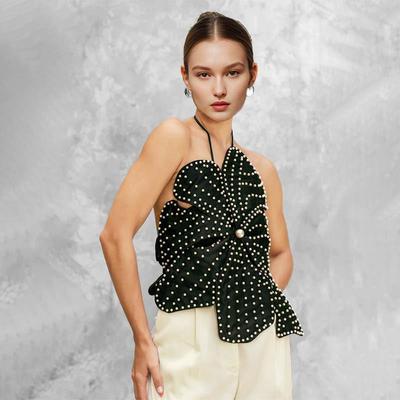 2025 İlkbahar Avrupa ve Amerikan Tarzı Bağcıklı Çiçek Desenli Askılı Üst Kadınlar İçin