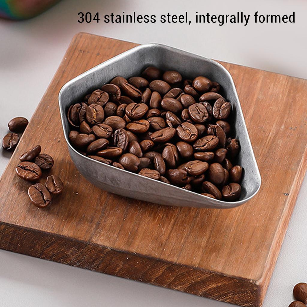 2PCS Coffee Bean Dosing Cup Stainless Steel Coffee Bean Weighing Tray Coffee Powder Spoon Colorful and Retro Color