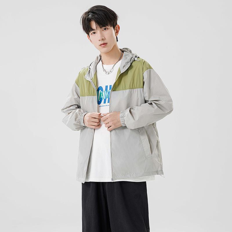 Fashion sunscreen clothing men and women models summer thin section of ice silk breathable hooded couple sportswear cycling sunwear jacket