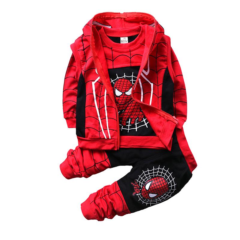 Spider Boys' Spring Cotton Hoodie Three-Piece Set