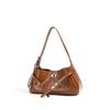 Genuine Leather Cowhide Women's Shoulder Bag with Pendant, Large-capacity Storage Bag, Crossbody Travel Bag, Hobo Bag