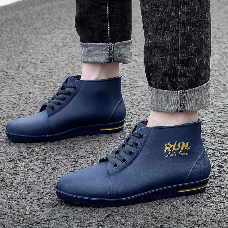 Men Rain Boots Waterproof Shoes Fishing Husband  Man Work Garden Rubber Boot Oil-proof Non-slip Kitchen Shoes Footwear2024