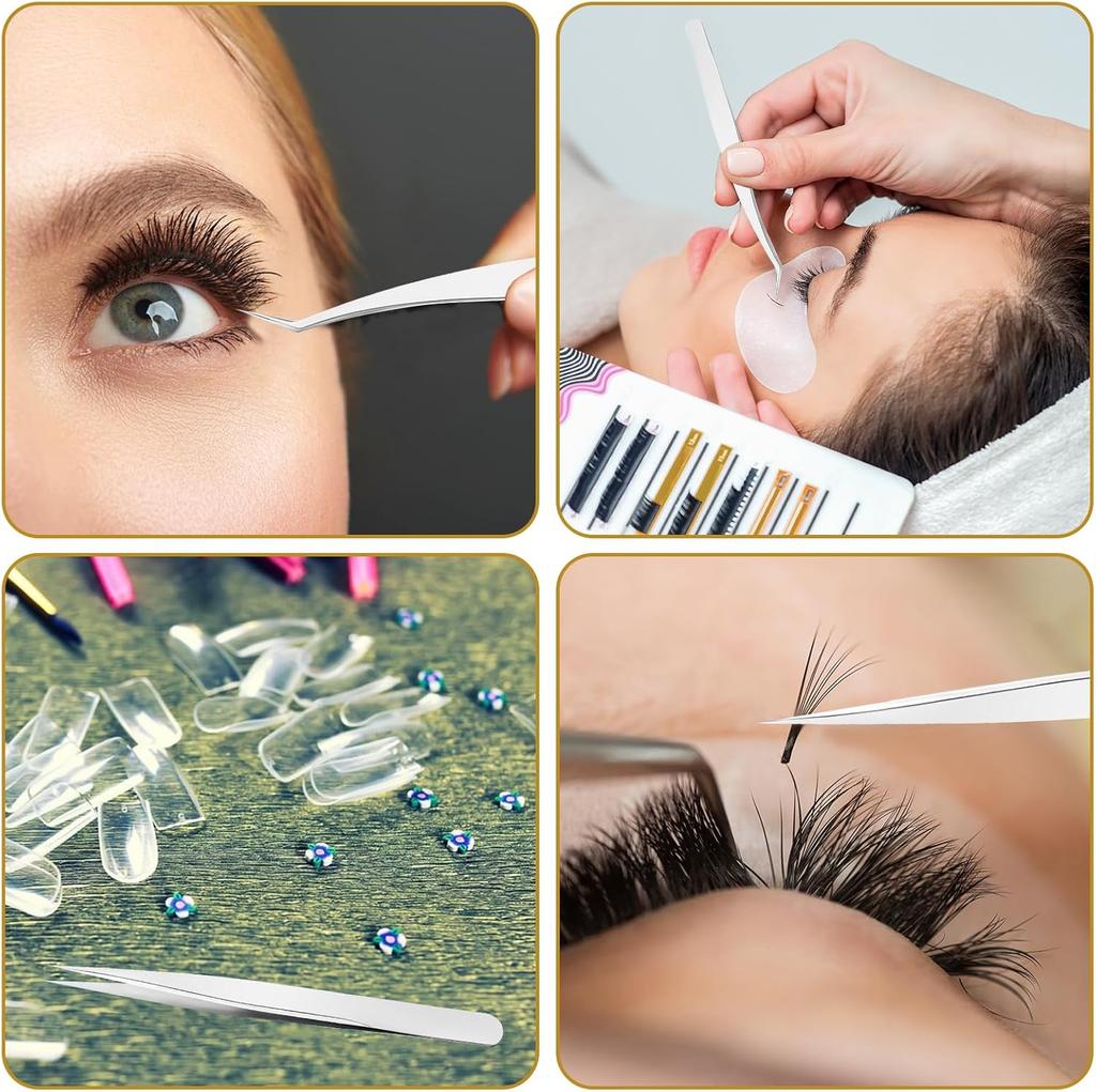 1/3pcs Lash Tweezers for Eyelash Extensions High Precision Stainless Steel Straight Tip Tweezers Curved Tip Tweezers for women