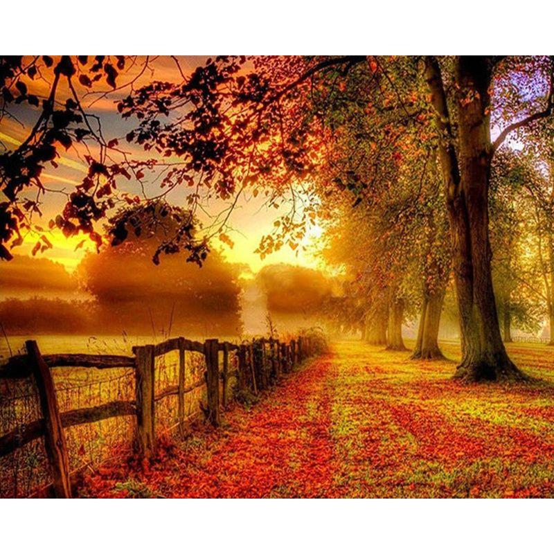 Full Round Diamond Painting Tree Landscape For Adult Kids Embroidery Autumn Scenery Home Decoration Diamond Art Gift