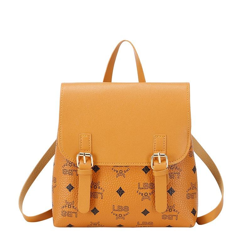 Printed retro backpack versatile fashion texture niche women's bag