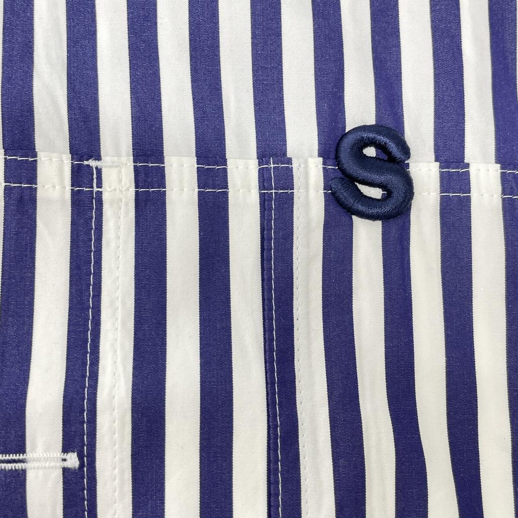 sacai 23-06505 23 Stainless Steel Blue x White Thomas Mason Striped Short Sleeve Shirt tops 1 Blue x whiteUsed