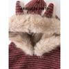 French Arielle De Pinto Winter Hooded Jacket for Boys and Girls, Auspicious Year Wool Sweater Jacket