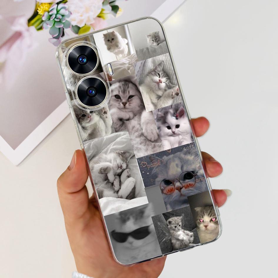 For Realme C55 Case RMX3710 Transparent Cover Fashion Patterns Soft Silicone Phone Cases For Realme C55 4G C 55 RealmeC55 Fundas