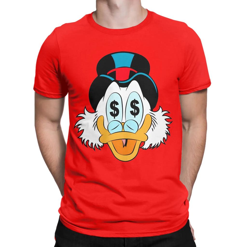 Fun Scrooge McDuck Money Pattern Mens Crew Neck 100 Cotton TShirt Famous Anime Unisex Comfortable Women Men Tshirts