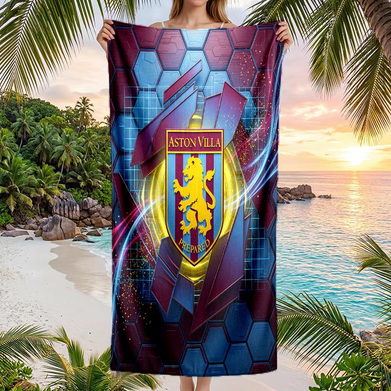 Aston Villa Football Beach Towel Soft Microfiber Summer Towel Quick Dry Absorbent Towel for Beach Swimming Pool Travel
