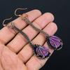 Copper Purple Turquoise Handmade Copper Wire Wrap Earring 3.54 y1r09