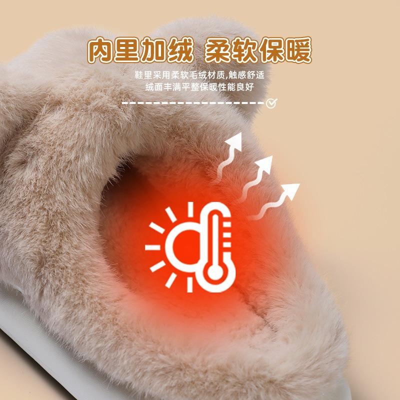 Cute bear cotton drag girl autumn and winter indoor home piled warm fluffy slippers can be worn outside