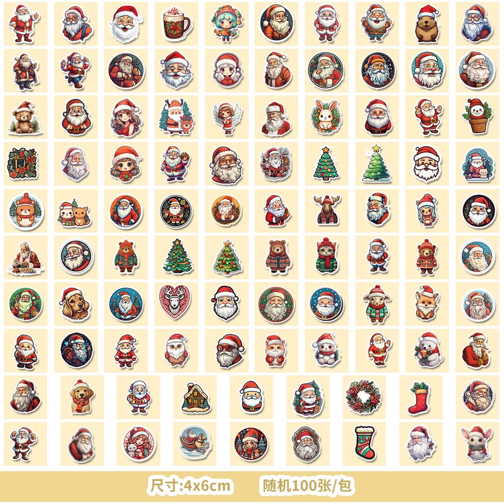 50/100 Nordic Style Christmas Graffiti Stickers Mobile Guitar Decoration Waterproof Stickers DIY Hand Account Stickers