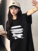 Neues 2026 Damen Schwarz Locker Kurzarm Reines Baumwoll-T-Shirt - Vielseitiger Koreanischer Fauler Chic Stil.