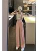 Women's Wide-Leg Drapey Ice Silk Pants, Lightweight and Trendy Loose Fit for Spring and Summer, Small Size.